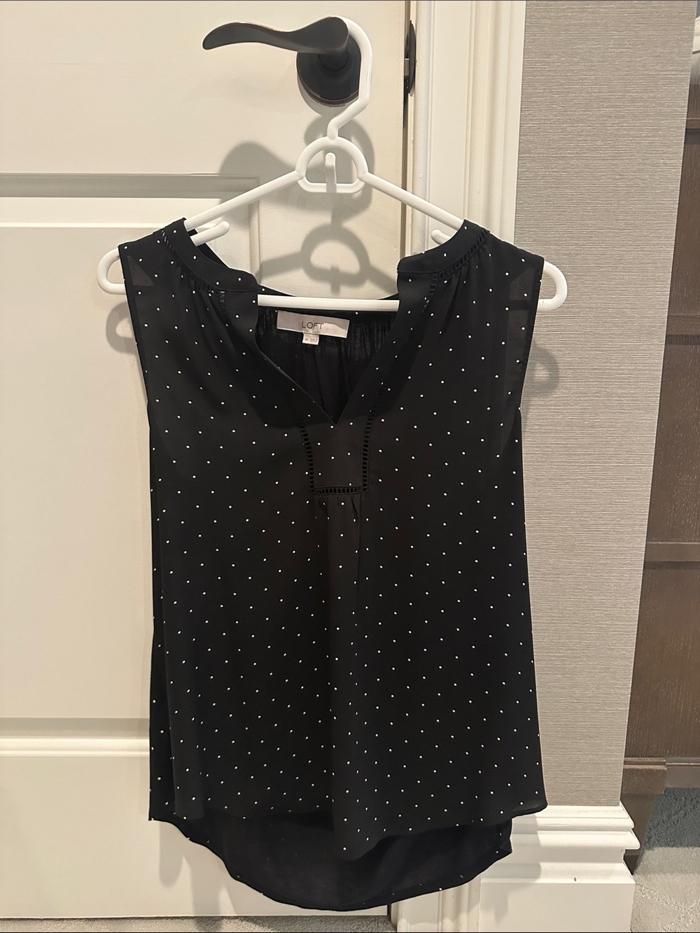 LOFT Black Polka Dot Sleeveless V-Neck Tank